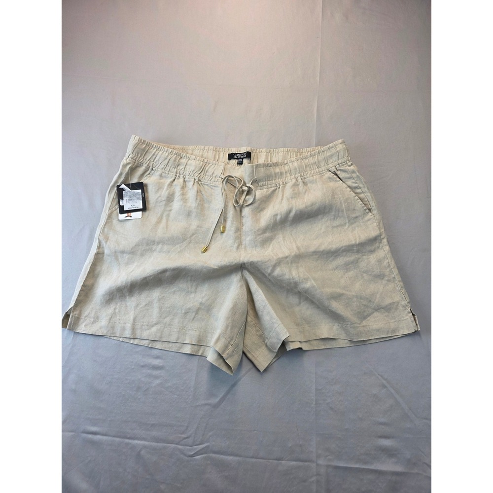 Company Ellen Tracy Womens XXL Linen Shorts Sandstone Drawstring ECMS77012 NWT